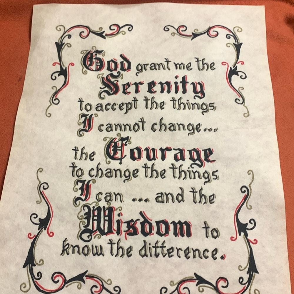 Vintage Felt Painting of Psalm 29:11 SERENITY PRAYER